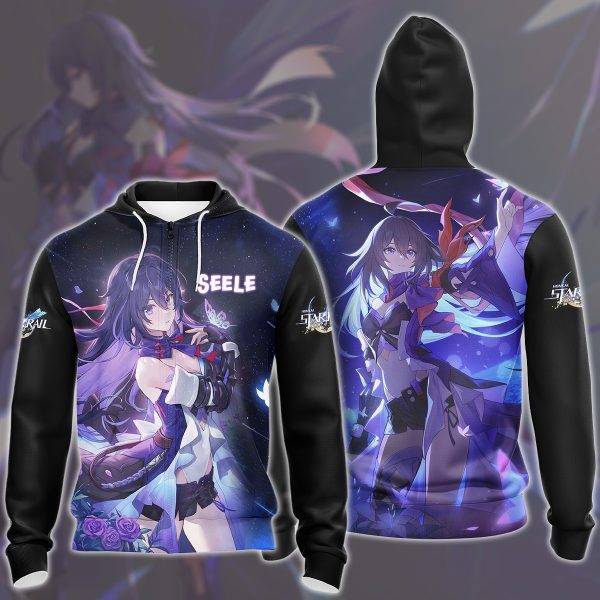 Honkai: Star Rail Seele Video Game All Over Printed T-shirt Tank Top Zip Hoodie Pullover Hoodie Hawaiian Shirt Beach Shorts Joggers Zip Hoodie S