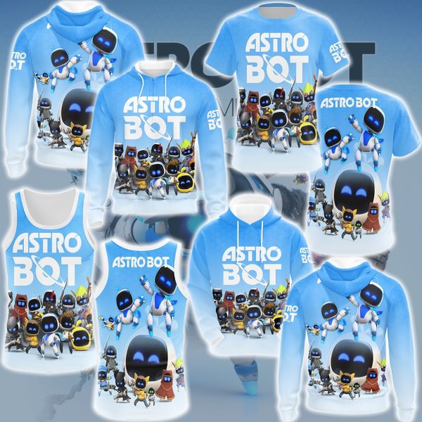 Astro Bot Video Game All Over Printed T-shirt Tank Top Zip Hoodie Pullover Hoodie Hawaiian Shirt Beach Shorts Joggers