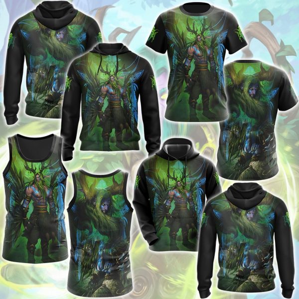 World Of Warcraft Malfurion Stormrage Video Game All Over Printed T-shirt Tank Top Zip Hoodie Pullover Hoodie Hawaiian Shirt Beach Shorts Joggers