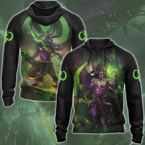 World Of Warcraft Illidan Stormrage Video Game All Over Printed T-shirt Tank Top Zip Hoodie Pullover Hoodie Hawaiian Shirt Beach Shorts Joggers Zip Hoodie S