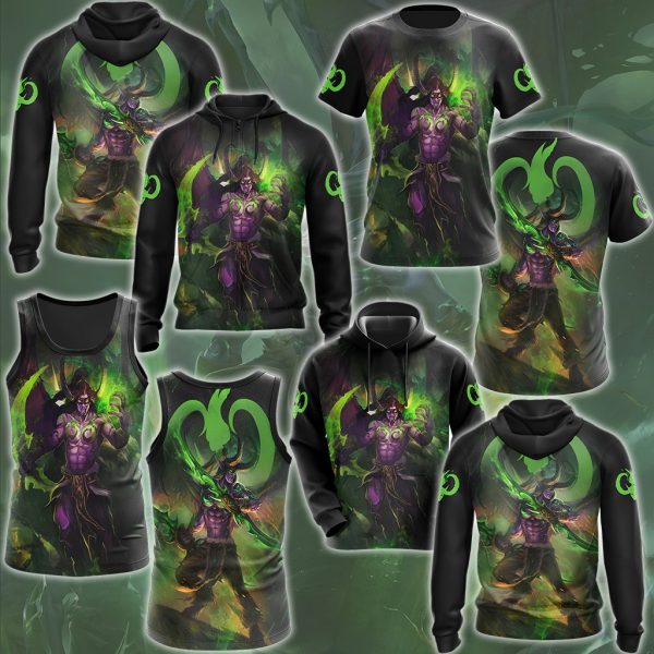 World Of Warcraft Illidan Stormrage Video Game All Over Printed T-shirt Tank Top Zip Hoodie Pullover Hoodie Hawaiian Shirt Beach Shorts Joggers