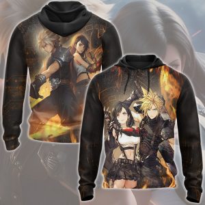 Final Fantasy Cloud & Tifa Video Game All Over Printed T-shirt Tank Top Zip Hoodie Pullover Hoodie Hawaiian Shirt Beach Shorts Joggers Zip Hoodie S