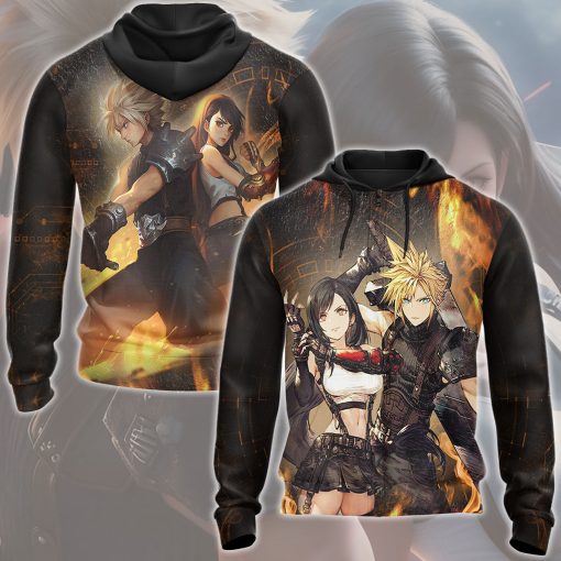 Final Fantasy Cloud & Tifa Video Game All Over Printed T-shirt Tank Top Zip Hoodie Pullover Hoodie Hawaiian Shirt Beach Shorts Joggers Zip Hoodie S