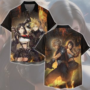 Final Fantasy Cloud & Tifa Video Game All Over Printed T-shirt Tank Top Zip Hoodie Pullover Hoodie Hawaiian Shirt Beach Shorts Joggers Hawaiian Shirt S