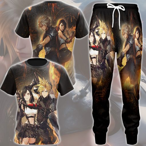 Final Fantasy Cloud & Tifa Video Game All Over Printed T-shirt Tank Top Zip Hoodie Pullover Hoodie Hawaiian Shirt Beach Shorts Joggers