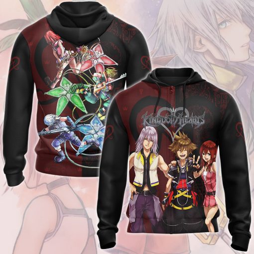 Kingdom Hearts Sora Riku and Kairi (Destiny Island trio) Video Game All Over Printed T-shirt Tank Top Zip Hoodie Pullover Hoodie Hawaiian Shirt Beach Shorts Joggers Zip Hoodie S