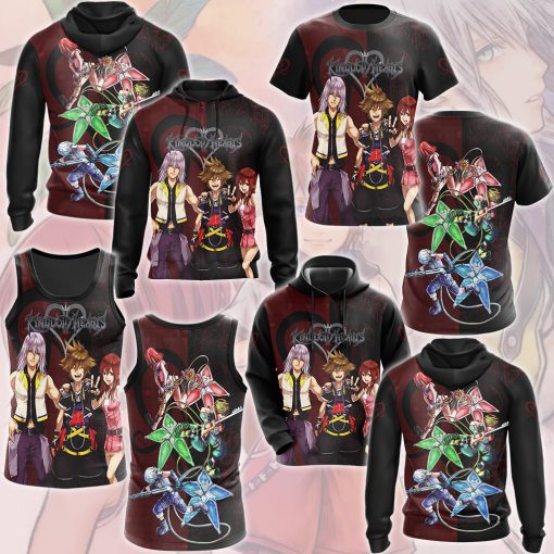 Kingdom Hearts Sora Riku and Kairi (Destiny Island trio) Video Game All Over Printed T-shirt Tank Top Zip Hoodie Pullover Hoodie Hawaiian Shirt Beach Shorts Joggers