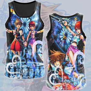 Kingdom Hearts Sora and Kairi Video Game All Over Printed T-shirt Tank Top Zip Hoodie Pullover Hoodie Hawaiian Shirt Beach Shorts Joggers Tank Top S