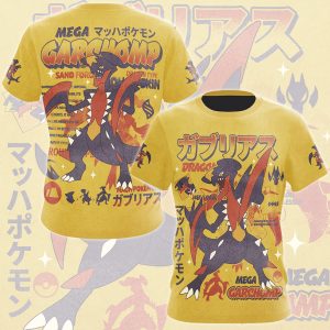 Pokemon Garchomp (Mega Form) Video Game All Over Printed T-shirt Tank Top Zip Hoodie Pullover Hoodie Hawaiian Shirt Beach Shorts Joggers